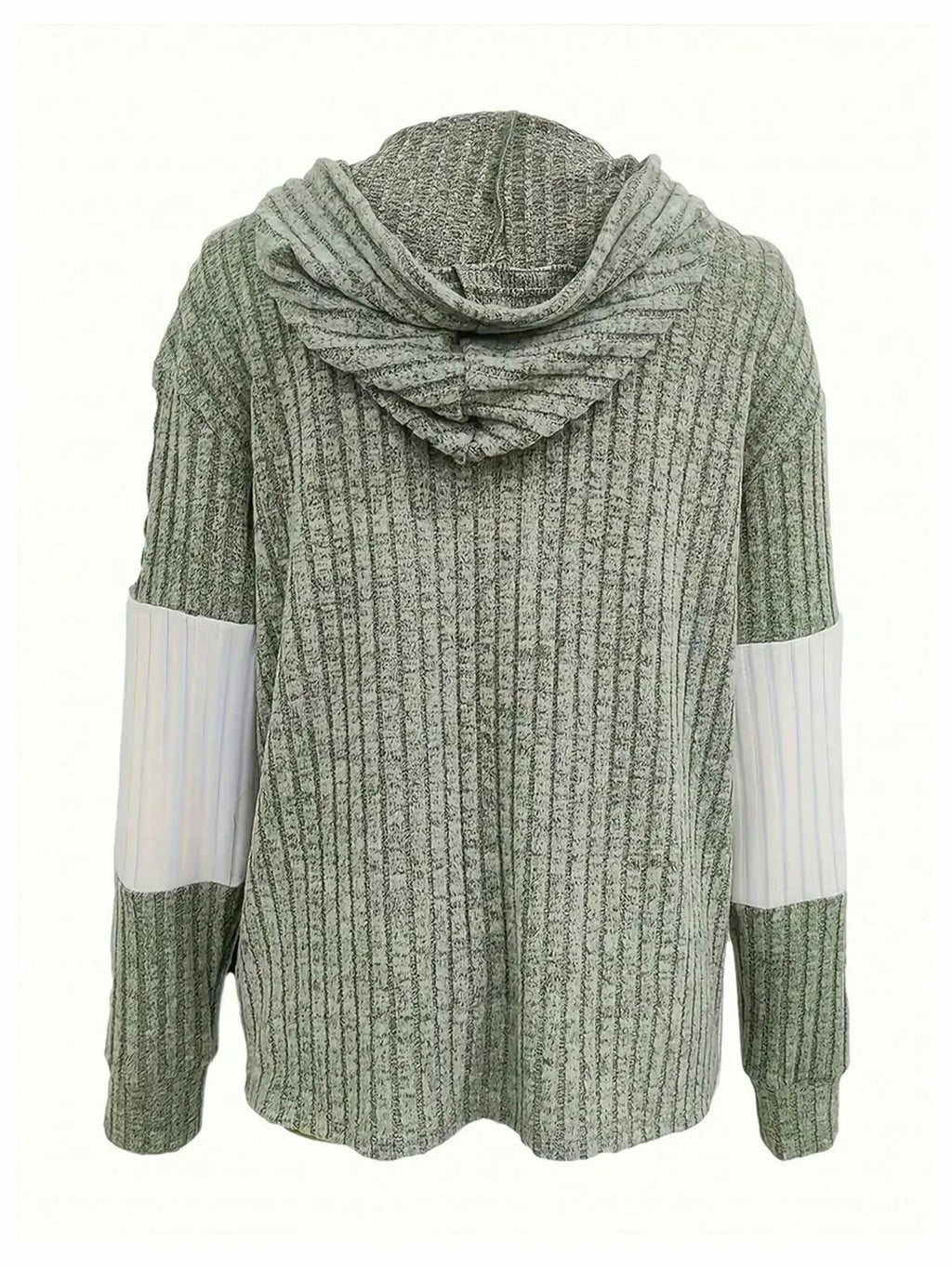 Women's Two Tone Drawstring Front Zip Up Hoodie Jacket Size XS