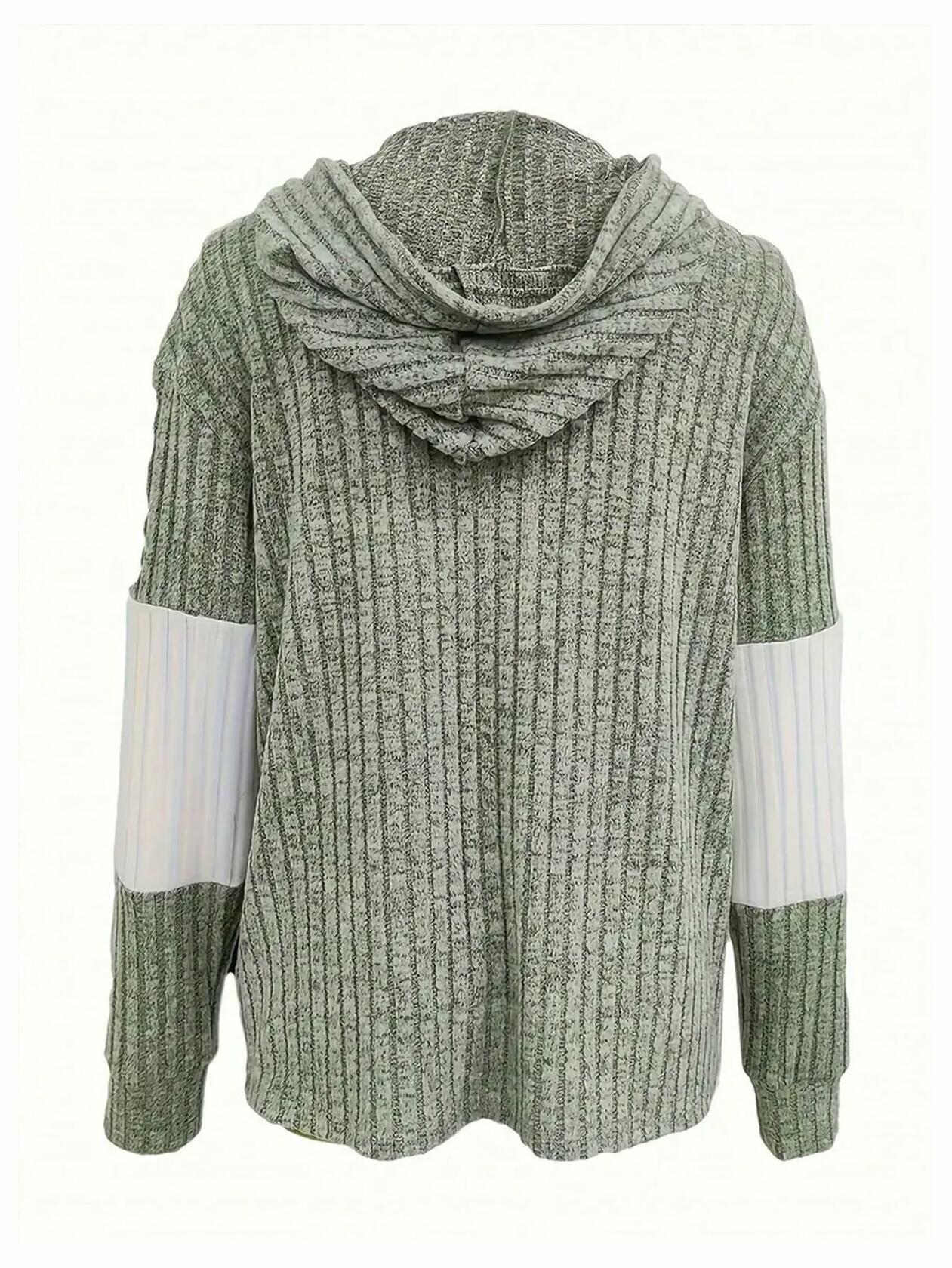 Women's Two Tone Drawstring Front Zip Up Hoodie Jacket Size XS