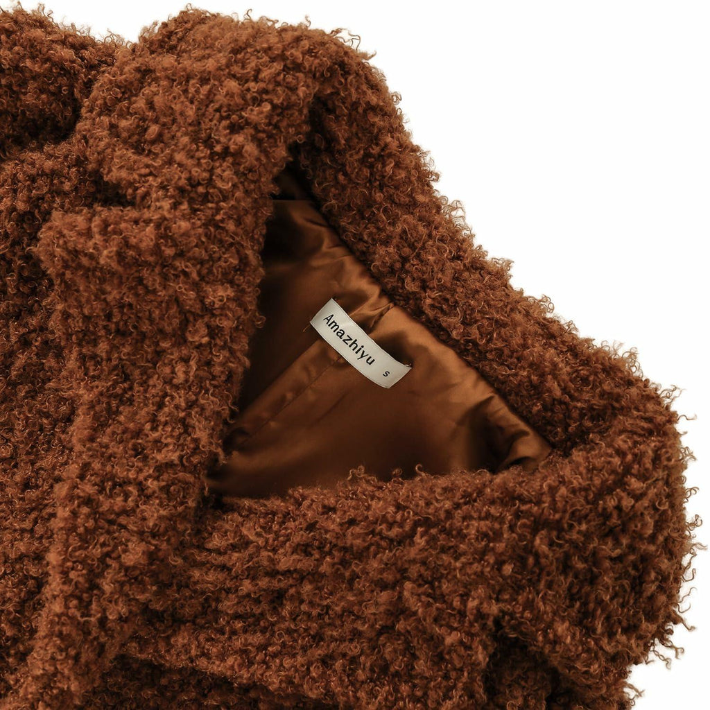 Amazhiyu Womens Faux Fur Waistcoat Vest with Pockets Sleeveless Brown Size XL