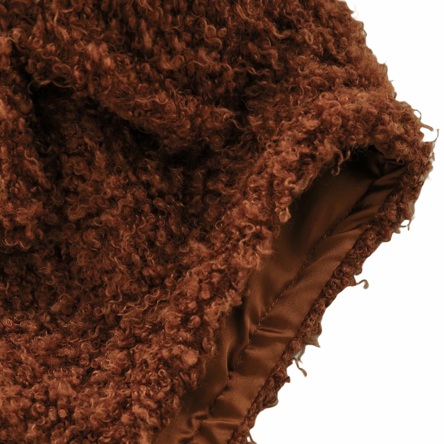 Amazhiyu Womens Faux Fur Waistcoat Vest with Pockets Sleeveless Brown Size XL