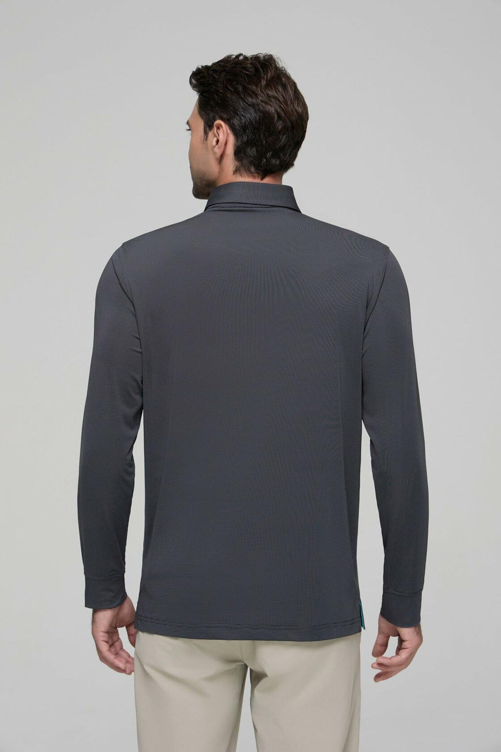 YAMXDM Mens Long Sleeve Golf Polo Shirt Moisture Wicking Light Green Size L