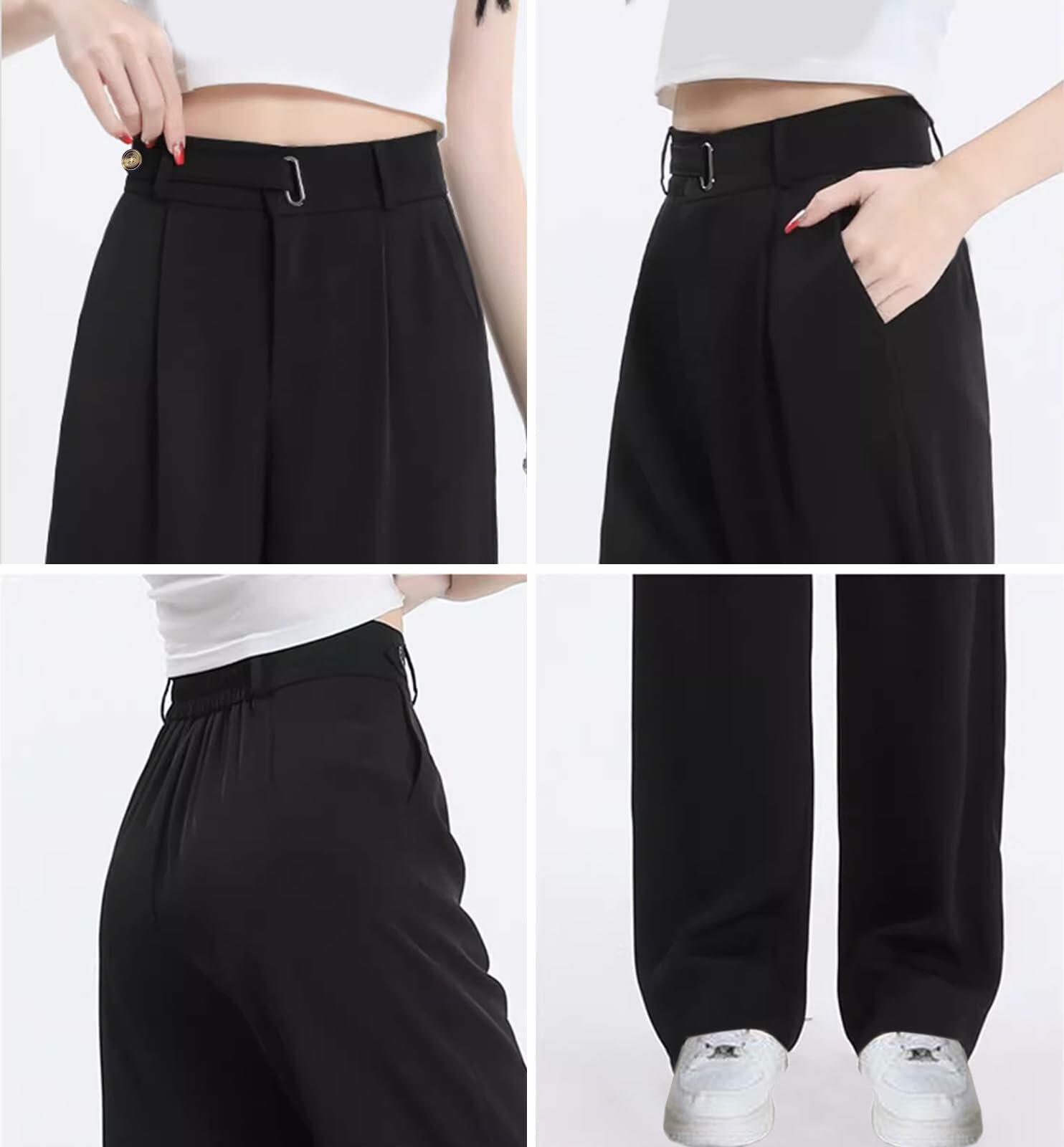 SANGTREE Womens Wide Leg Dress Pants Elastic High Waist Black Size Large