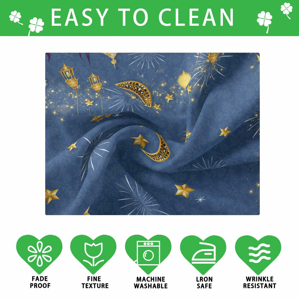 BOTB Ramadan Tablecloth Green Castle Lantern 60x84 Inch