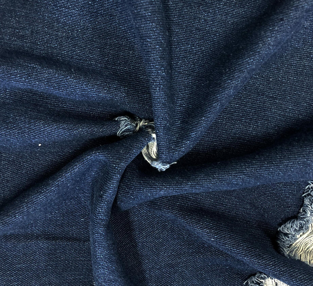 sexycherry Denim Navy Blue Distressed Trucker Jacket for Women Size 3X-Large