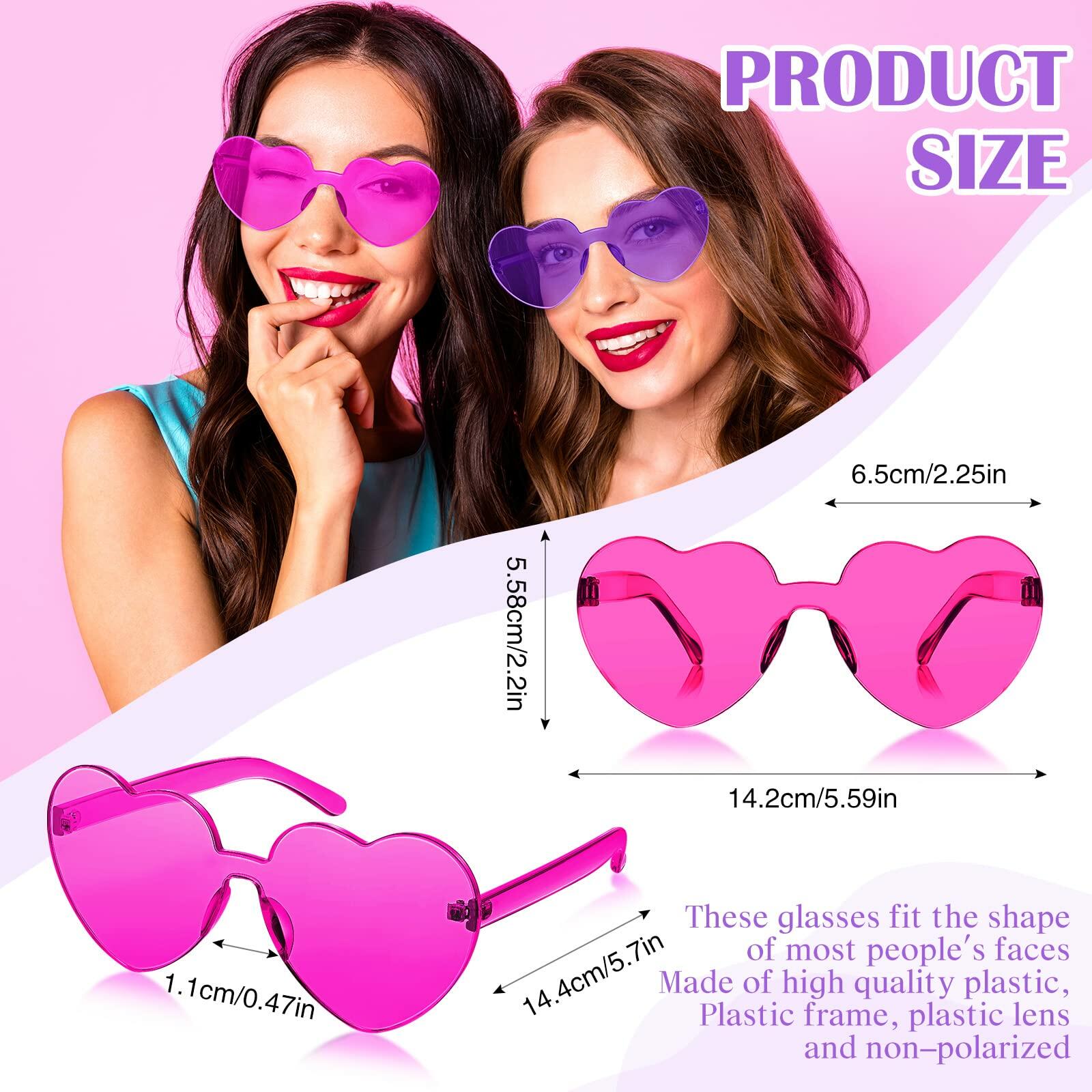 TOODOO 4 Pack Heart Shaped Rimless Sunglasses Candy Color Purple Series