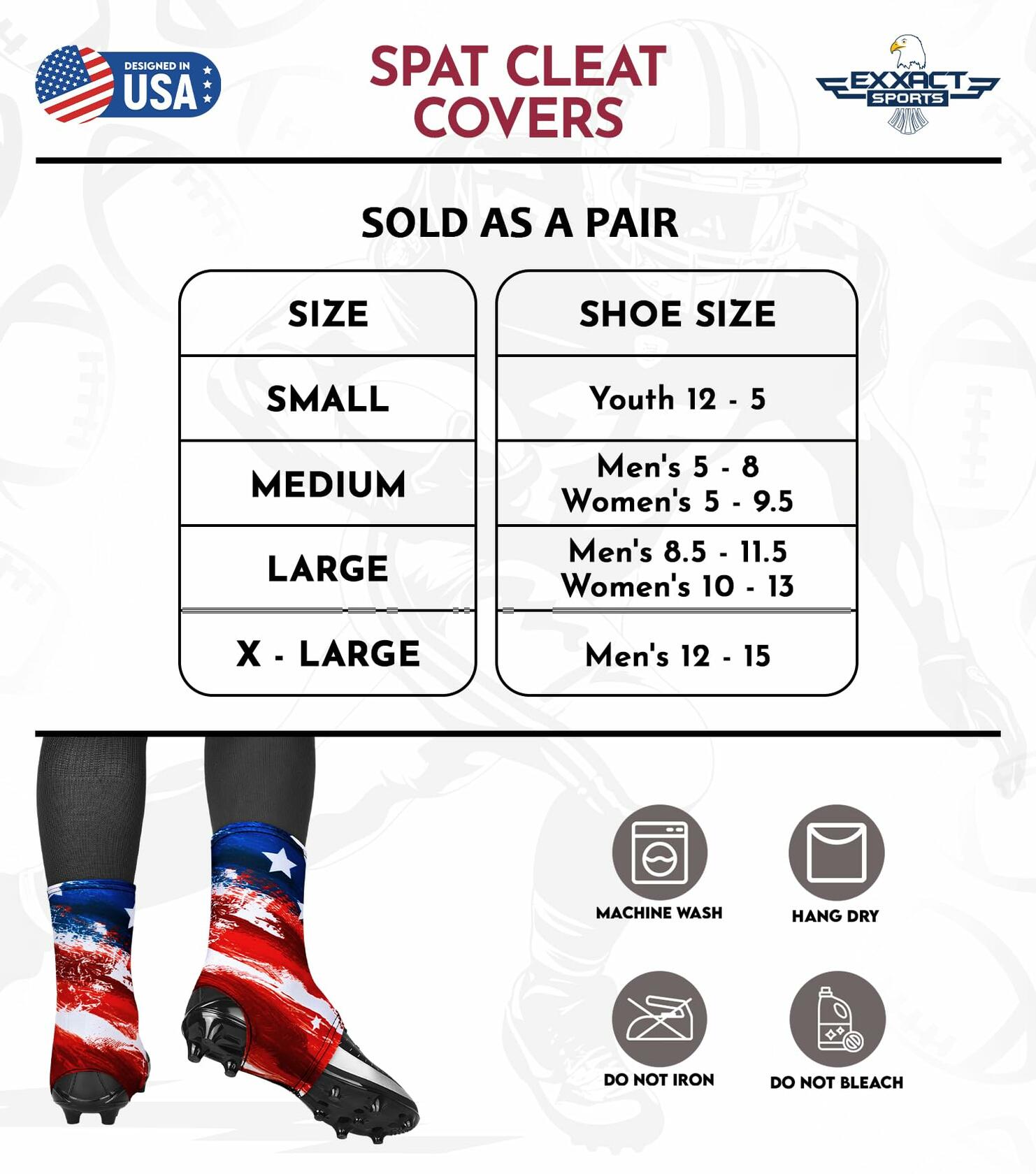 Exxact Sports Football Cleat Covers Spats Grey CAMO X-Large Size XL