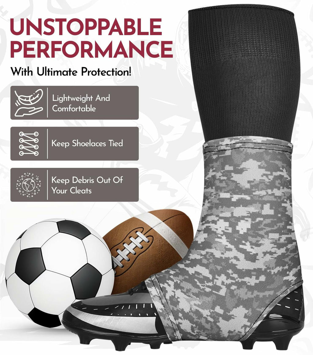 Exxact Sports Football Cleat Covers Spats Grey CAMO X-Large Size XL