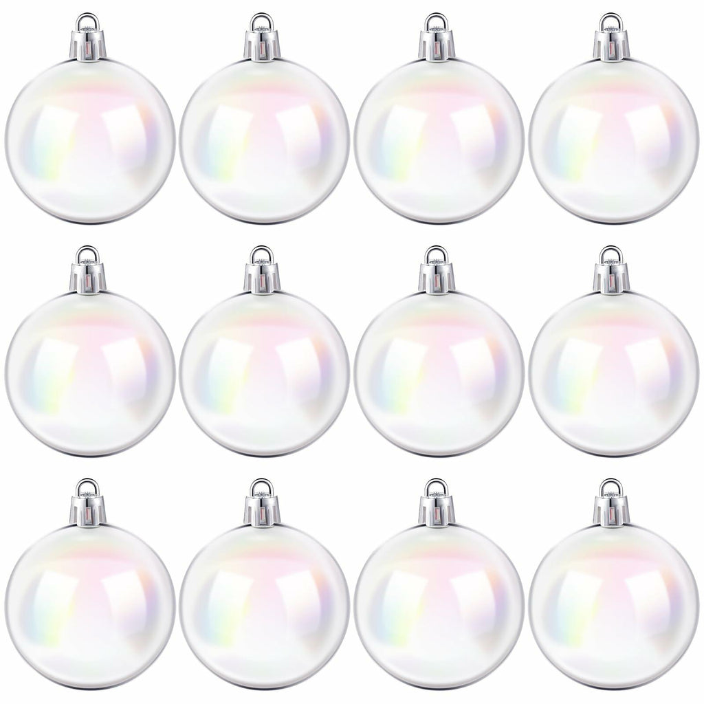 [Like New] Jutom 36 Pcs Christmas Iridescent Clear Plastic Ornaments Balls 1.57in