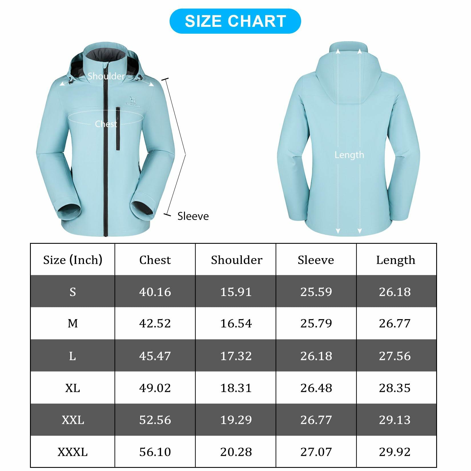 CAMEL CROWN Women's Waterproof Shell BLUE Jacket Windbreaker Hooded Rain Coat XL