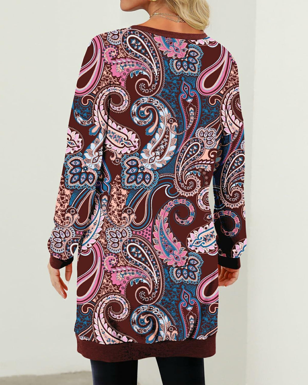 KISSMODA Women's Long Sleeve Tunic Top with Pockets Casual Fall Loose Size S