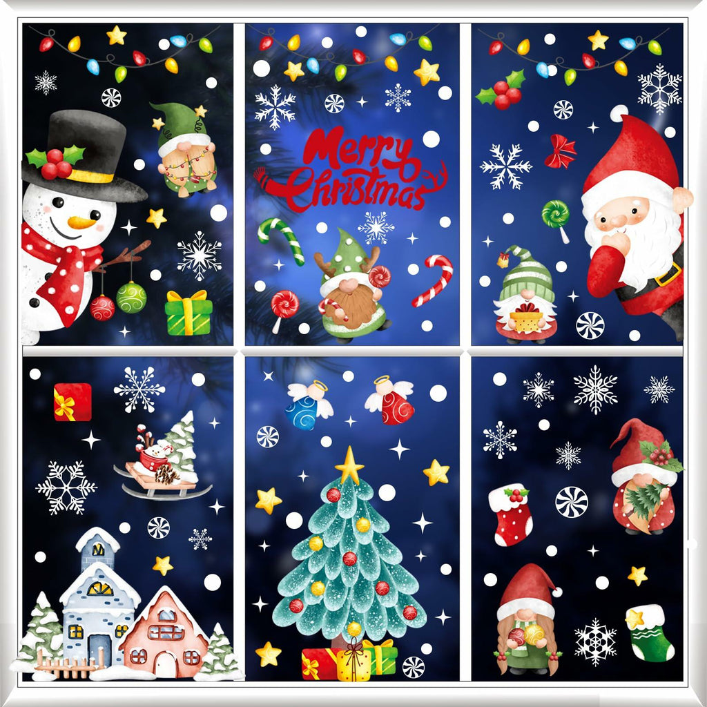 210Pcs Double-Sided Christmas Window Clings Stickers for Glass - 9 Sheets