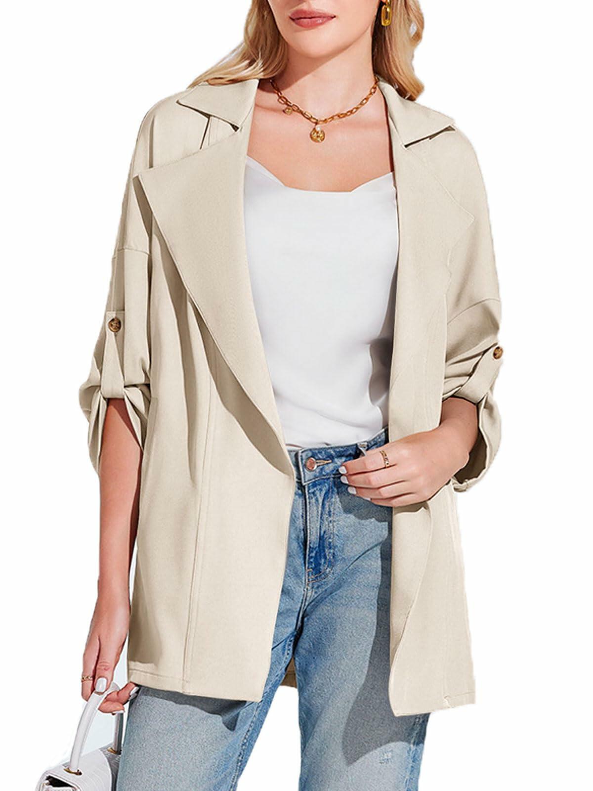 Onedreamer Women's Military Jacket Lightweight Oversized Utility Coat Size M