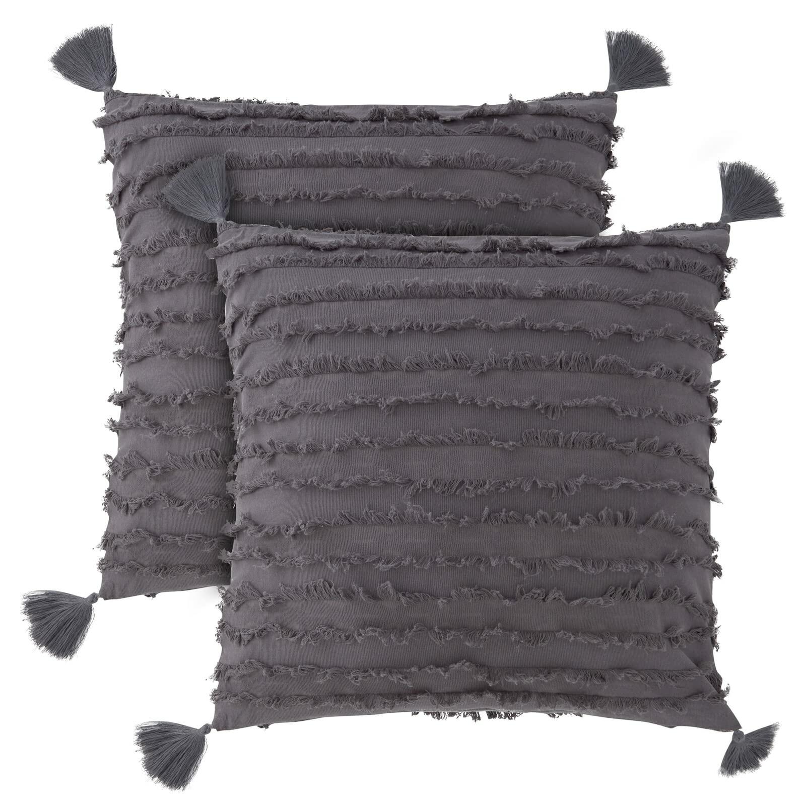 Farmlyn Creek Striped Grey Throw Pillow Covers 20x20 2 Pack
