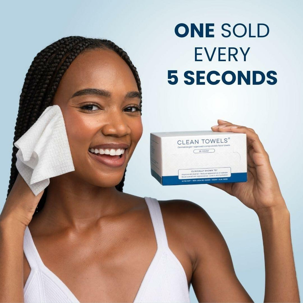 CLEAN SKIN Clean Towels 100% Biobased Face Towel UltraSoft 100ct 4pk Size US 100
