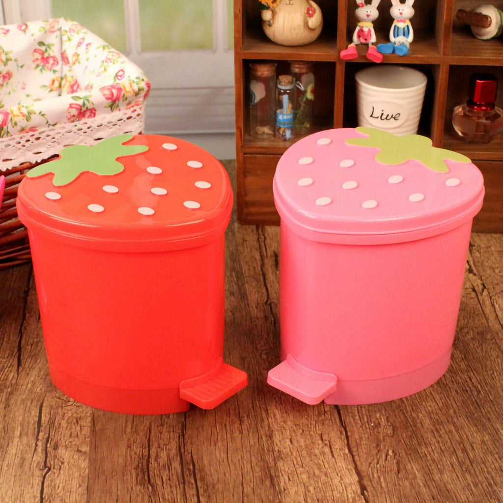BxuxJar Strawberry 1 Gallon Trash Can w/0.3G Mini Can & 5 Garbage Bags