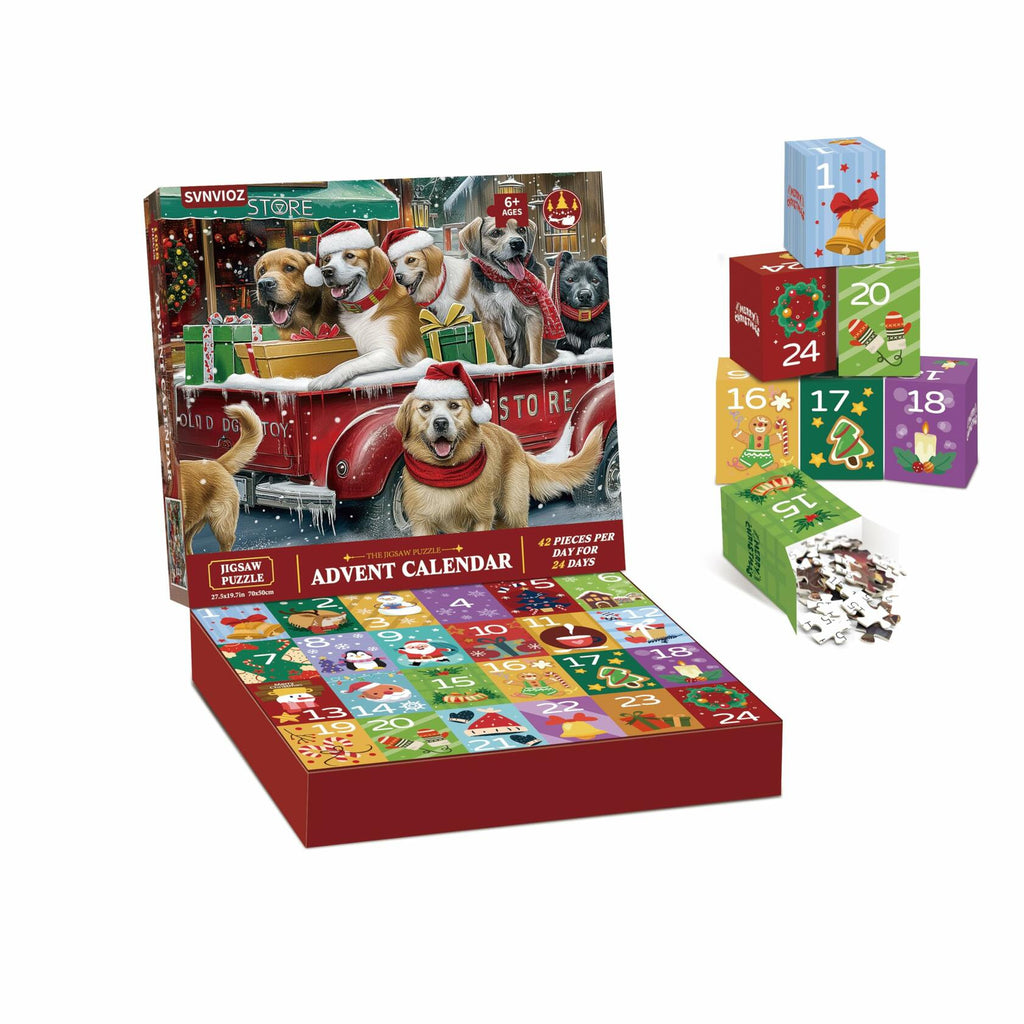 Advent Calendar 2024 Jigsaw Puzzle 1008pcs Dogs & Cats Christmas Gift