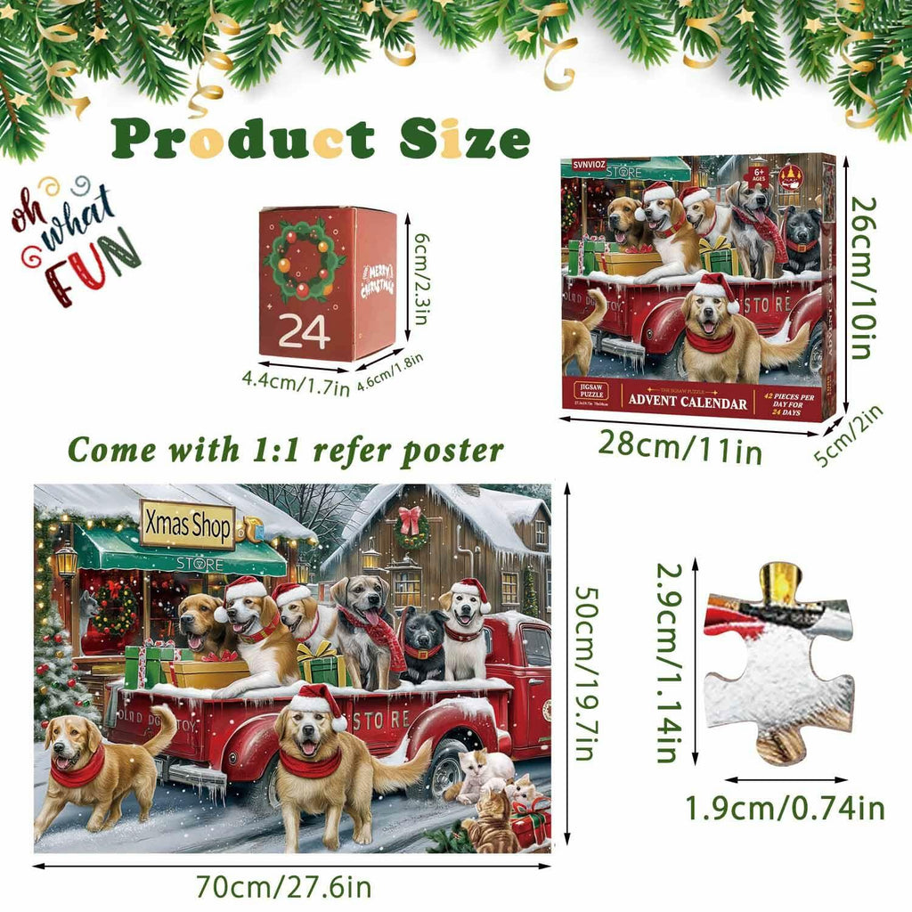 Advent Calendar 2024 Jigsaw Puzzle 1008pcs Dogs & Cats Christmas Gift