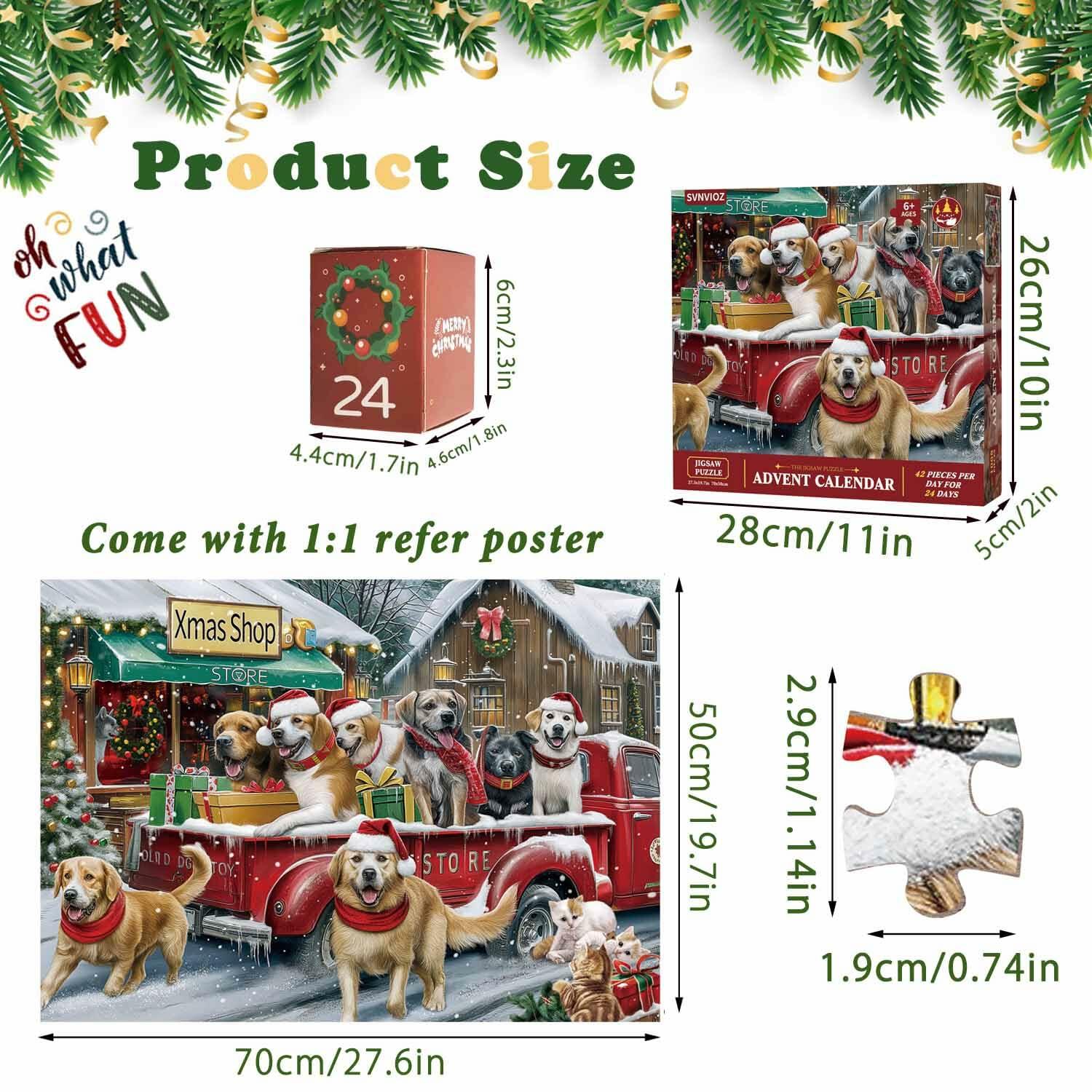 Advent Calendar 2024 Jigsaw Puzzle 1008pcs Dogs & Cats Christmas Gift