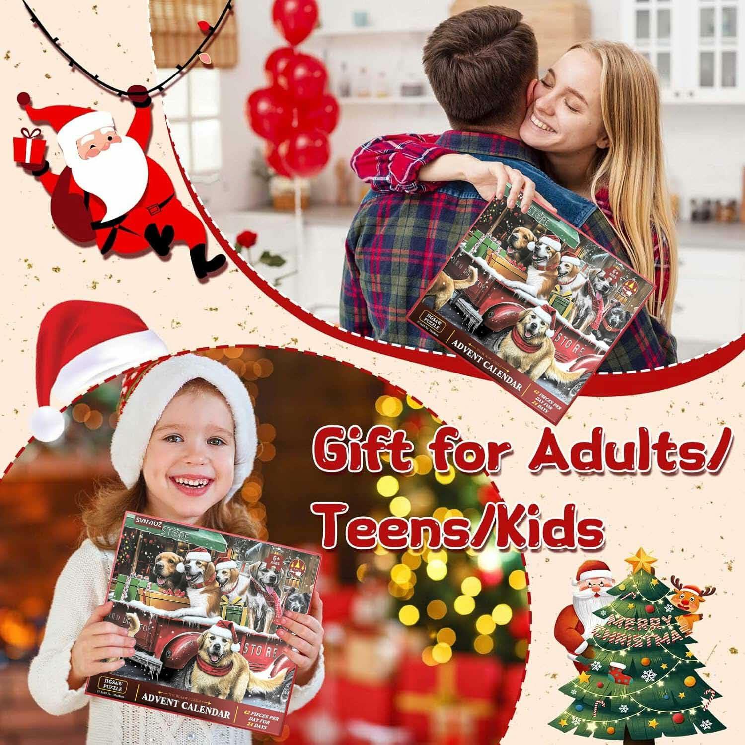 Advent Calendar 2024 Jigsaw Puzzle 1008pcs Dogs & Cats Christmas Gift