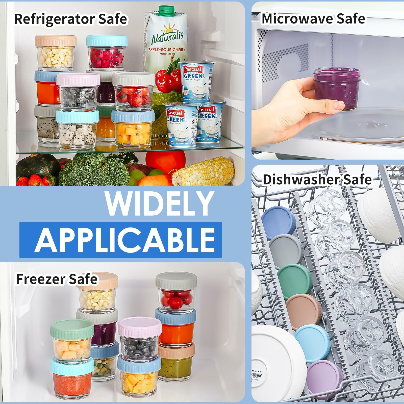 DRKIO 6 Pack Glass Baby Food Storage Containers 4oz BPA Free Leak Proof