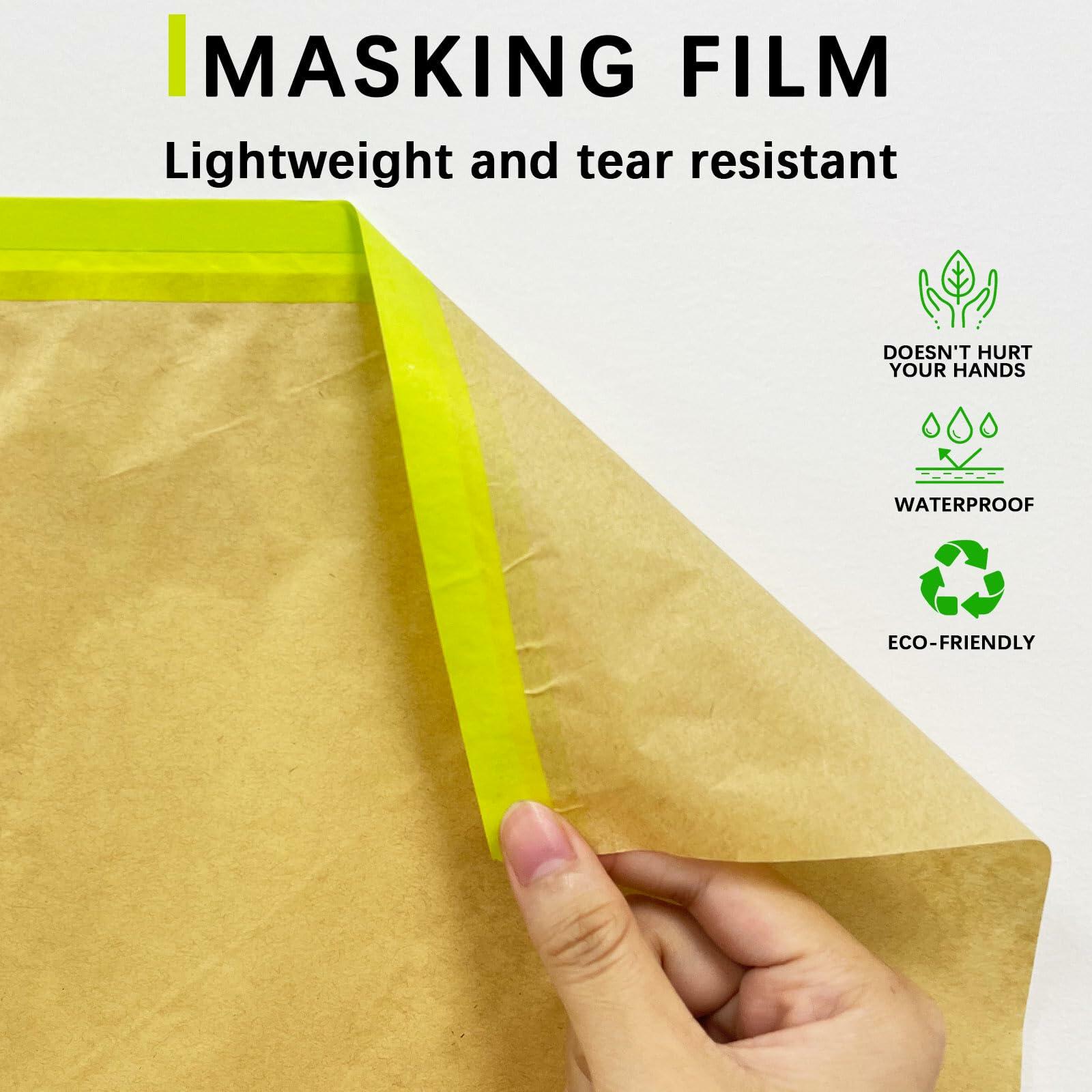 [Like New] Hubaow Pre-Taped Masking Paper 18"x50ft Paint Tape Car Protection 1 Pack