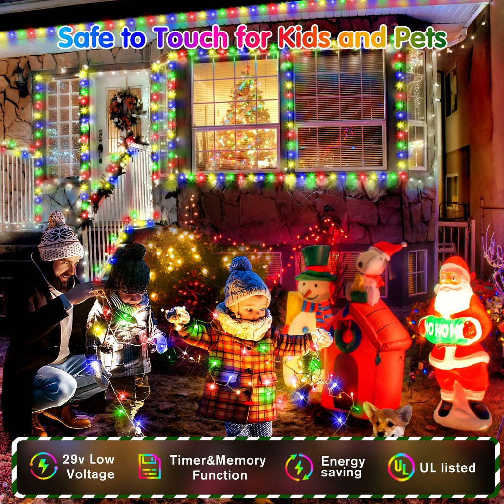 Heceltt Outdoor Christmas String Lights 403FT 1000LED 8 Modes Timer