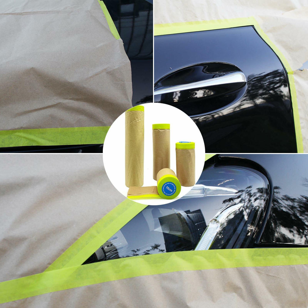 [Like New] Hubaow Pre-Taped Masking Paper 18"x50ft Paint Tape Car Protection 1 Pack