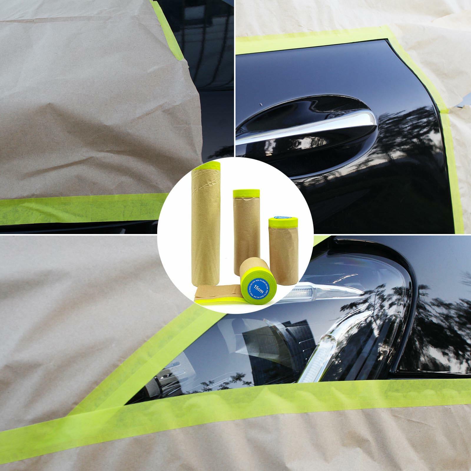 [Like New] Hubaow Pre-Taped Masking Paper 18"x50ft Paint Tape Car Protection 1 Pack