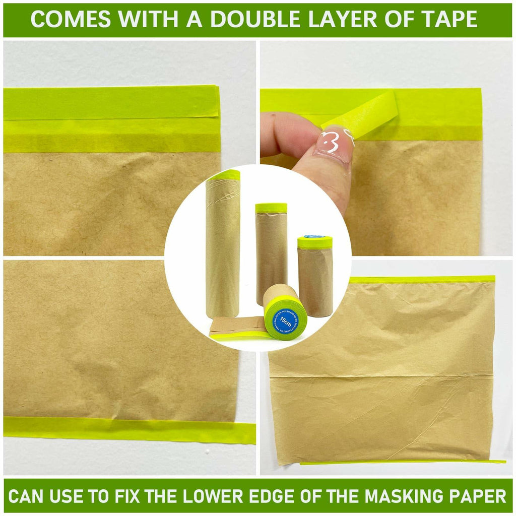 [Like New] Hubaow Pre-Taped Masking Paper 18"x50ft Paint Tape Car Protection 1 Pack
