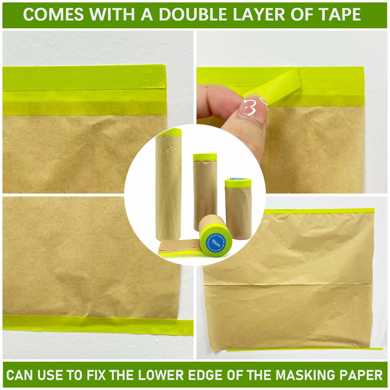 [Like New] Hubaow Pre-Taped Masking Paper 18"x50ft Paint Tape Car Protection 1 Pack