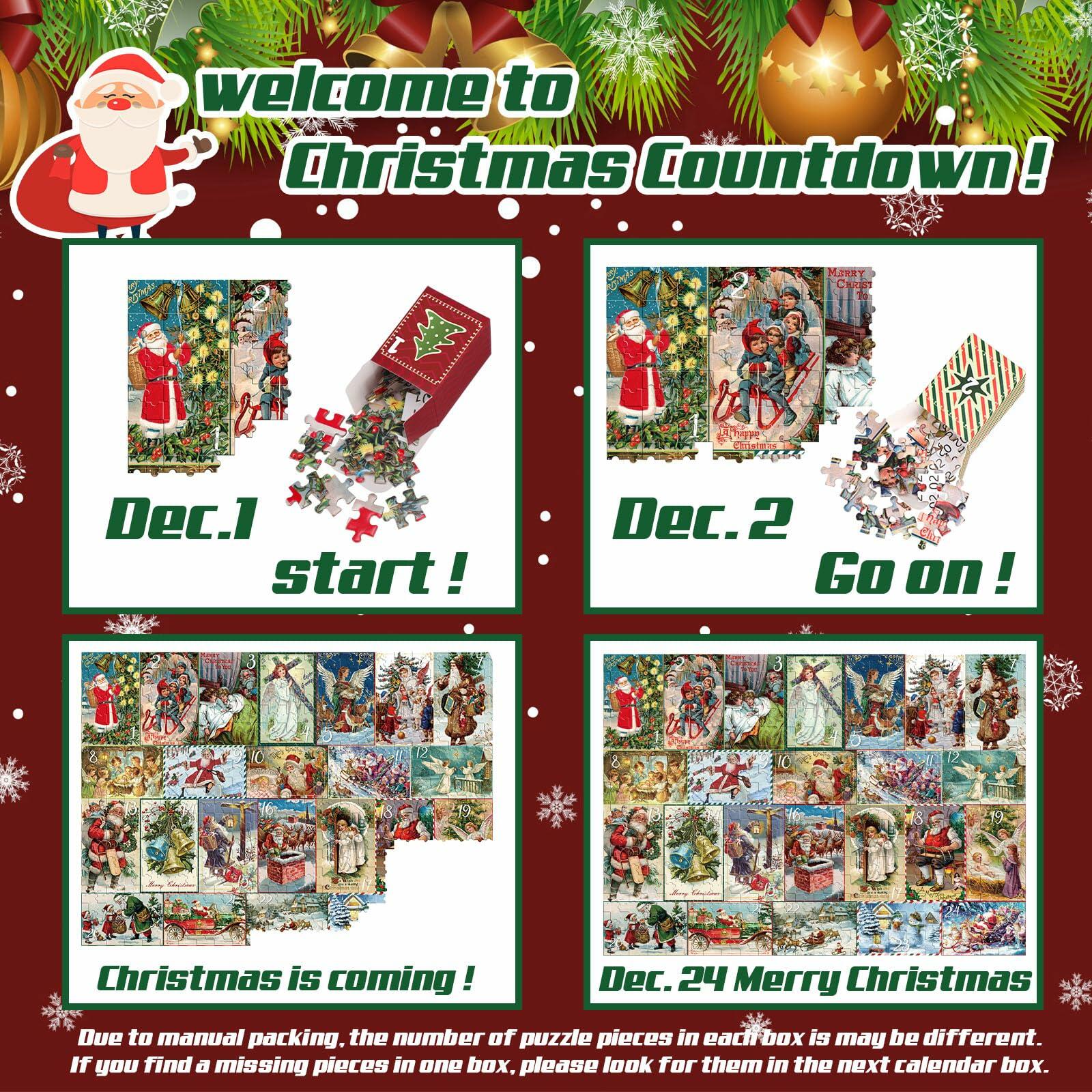 WinnerWhy Advent Calendar 2024 Vintage Christmas Jigsaw Puzzle 1000pcs