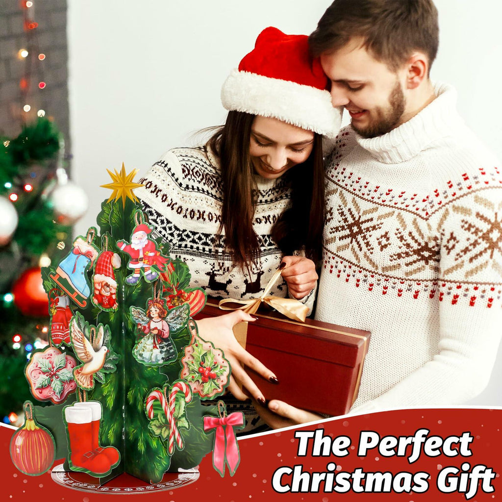Pop Up Christmas Tree Cards 3D Handmade Foldable Vintage 14.6in Xmas Card