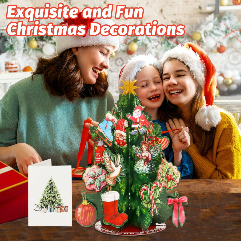Pop Up Christmas Tree Cards 3D Handmade Foldable Vintage 14.6in Xmas Card