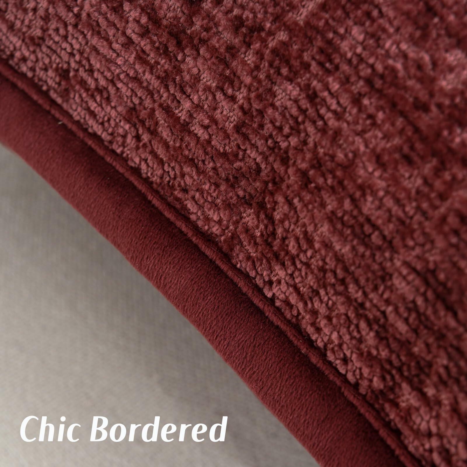 FUTEI Burgundy Chenille Throw Pillow Covers 22x22 Inch Set of 2 Soft Cozy