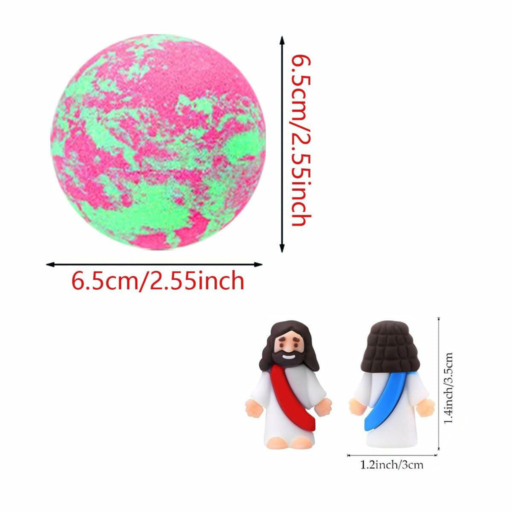 6 Pcs Christmas Bath Bombs with Surprise Jesus Toys for Kids & Adults
