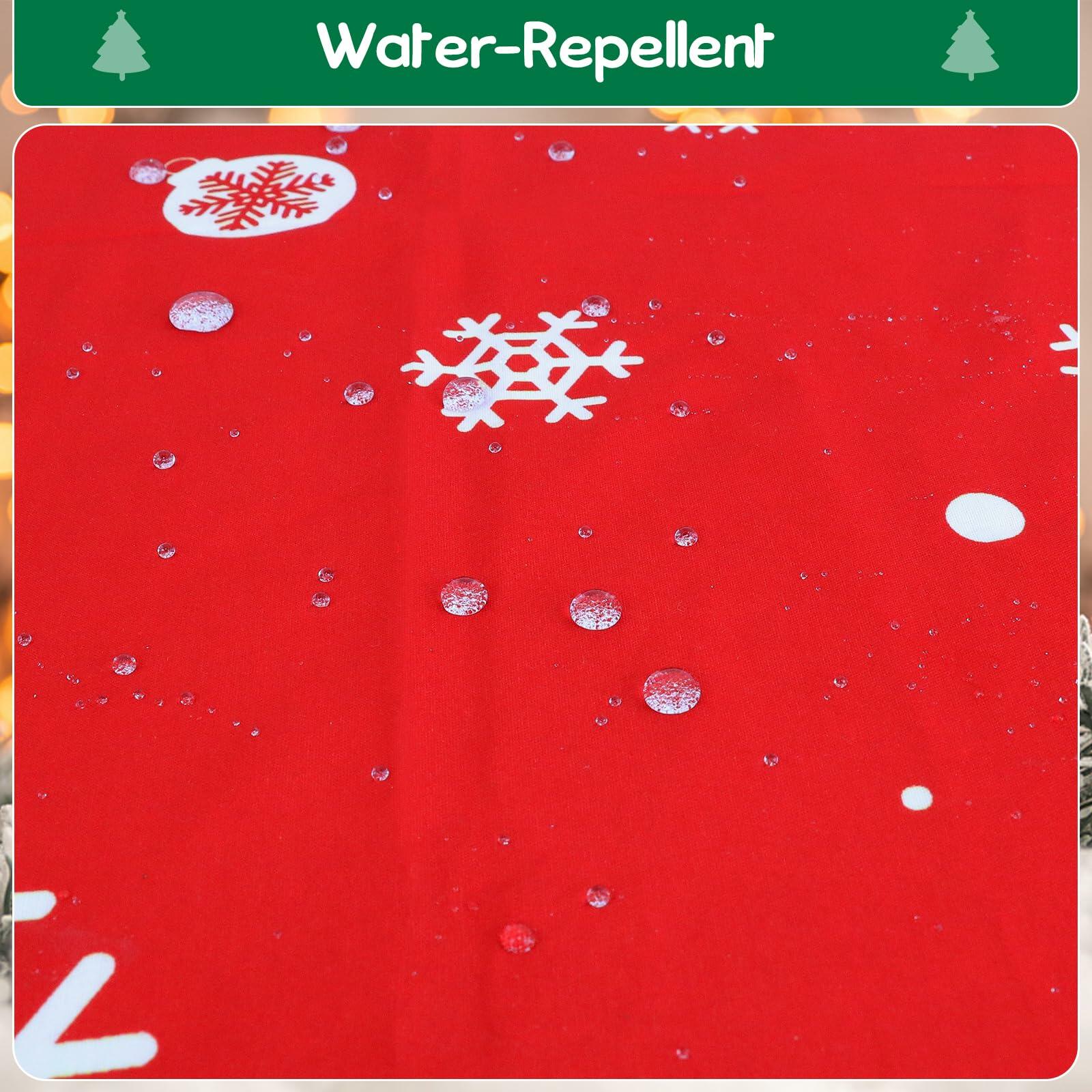 Raweao Christmas Tablecloth Santa Claus Trees Red 84x60 Inch Rectangle