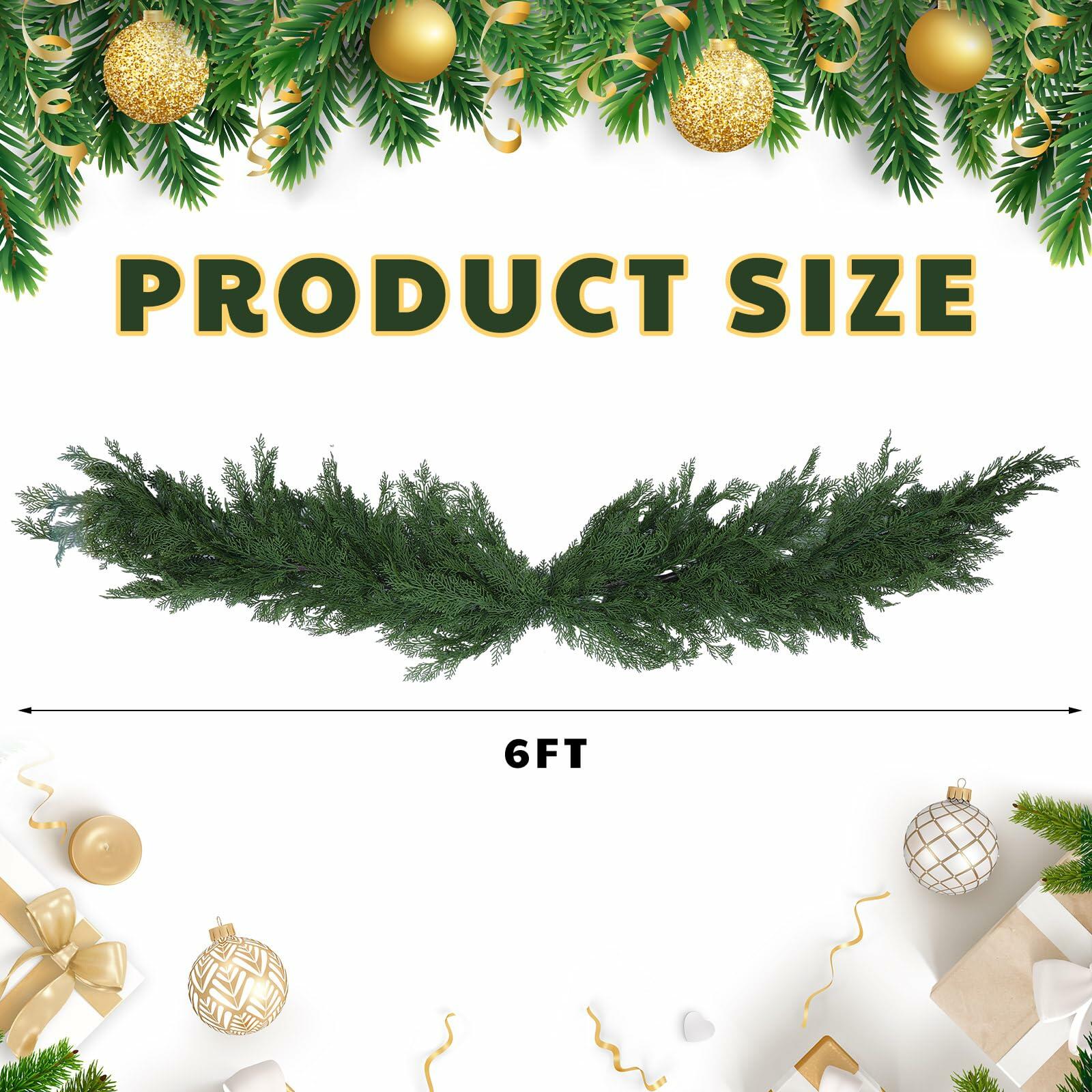 Thiccywoov 6ft Christmas Cedar Wreath Garland Greenery Indoor Outdoor