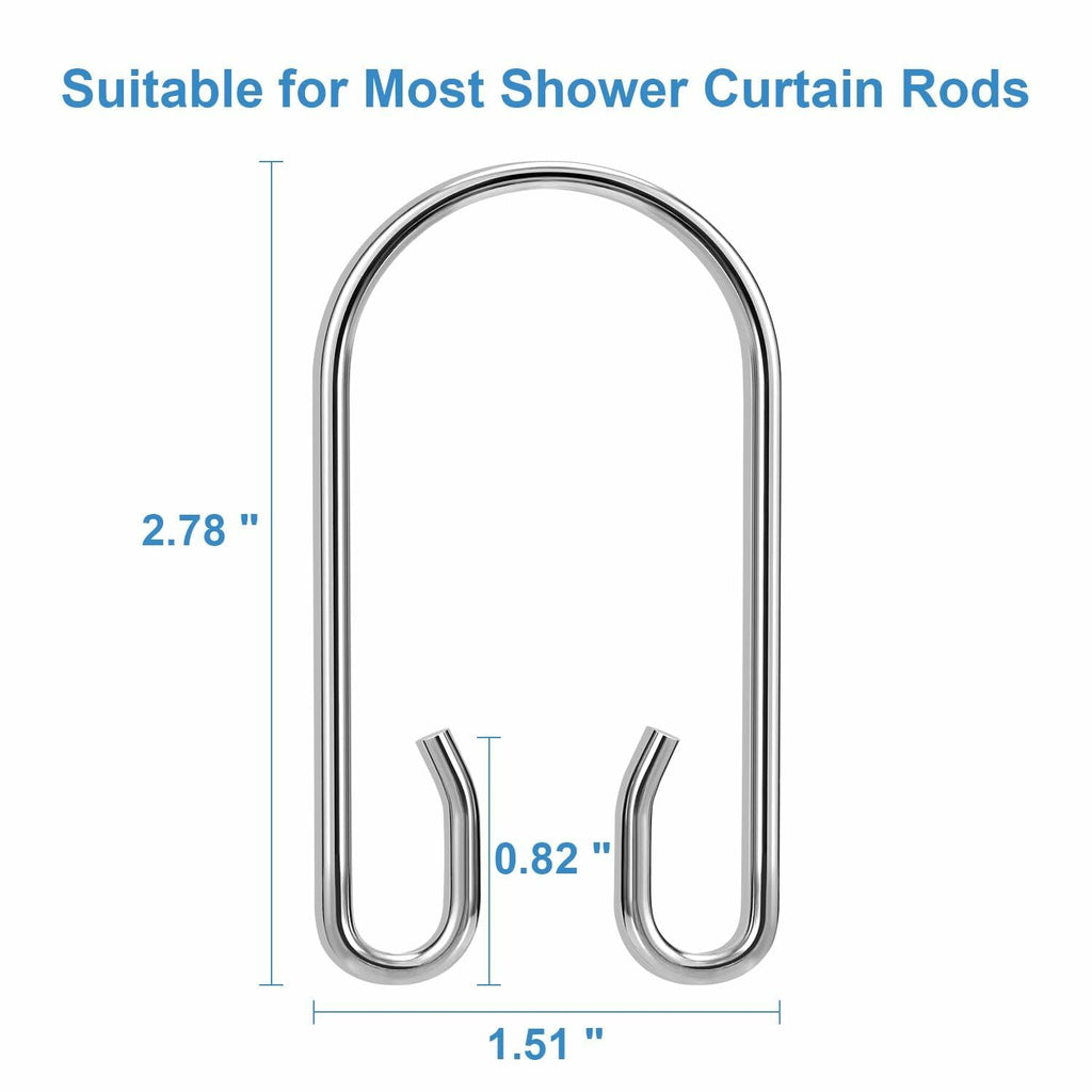 TENOVEL Stainless Steel Double Shower Curtain Hooks Rings 24 Pack Rust Proof