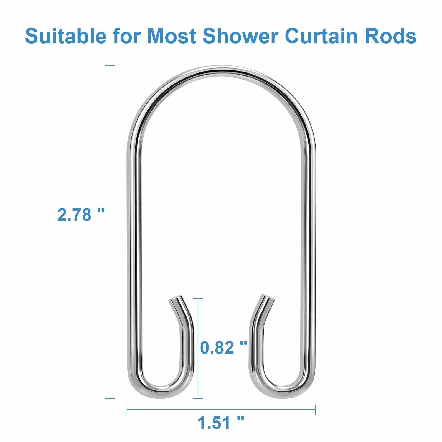 TENOVEL Stainless Steel Double Shower Curtain Hooks Rings 24 Pack Rust Proof