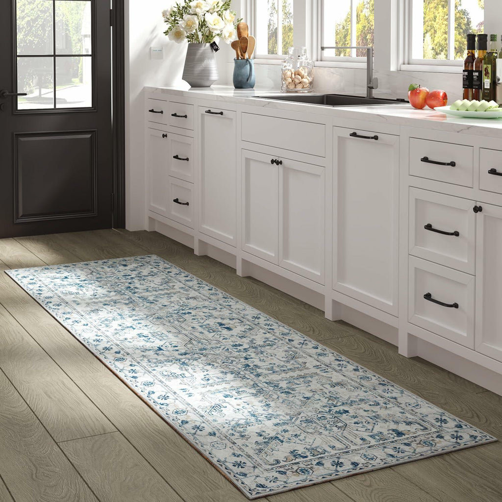 jinchan Hallway Runner Rug 2x8ft Vintage Floral Non-Slip Taupe