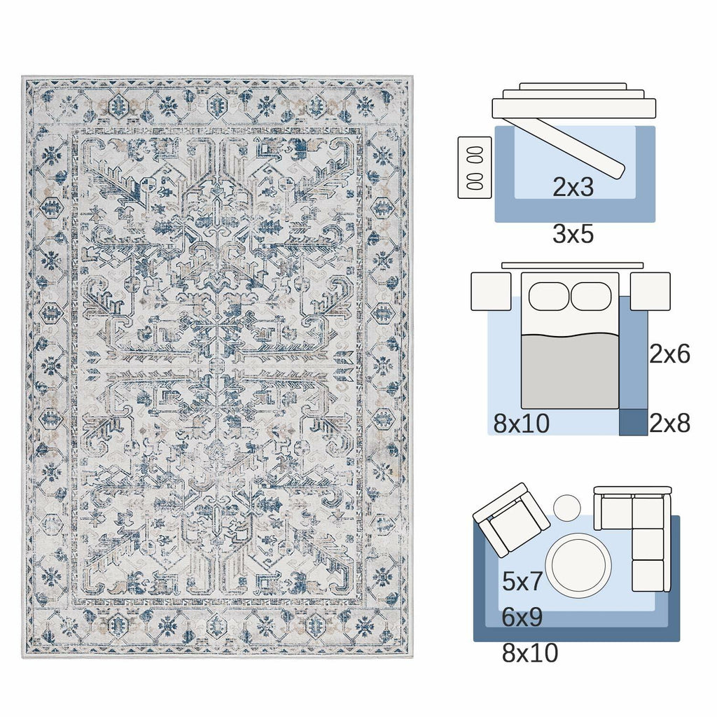 jinchan Hallway Runner Rug 2x8ft Vintage Floral Non-Slip Taupe