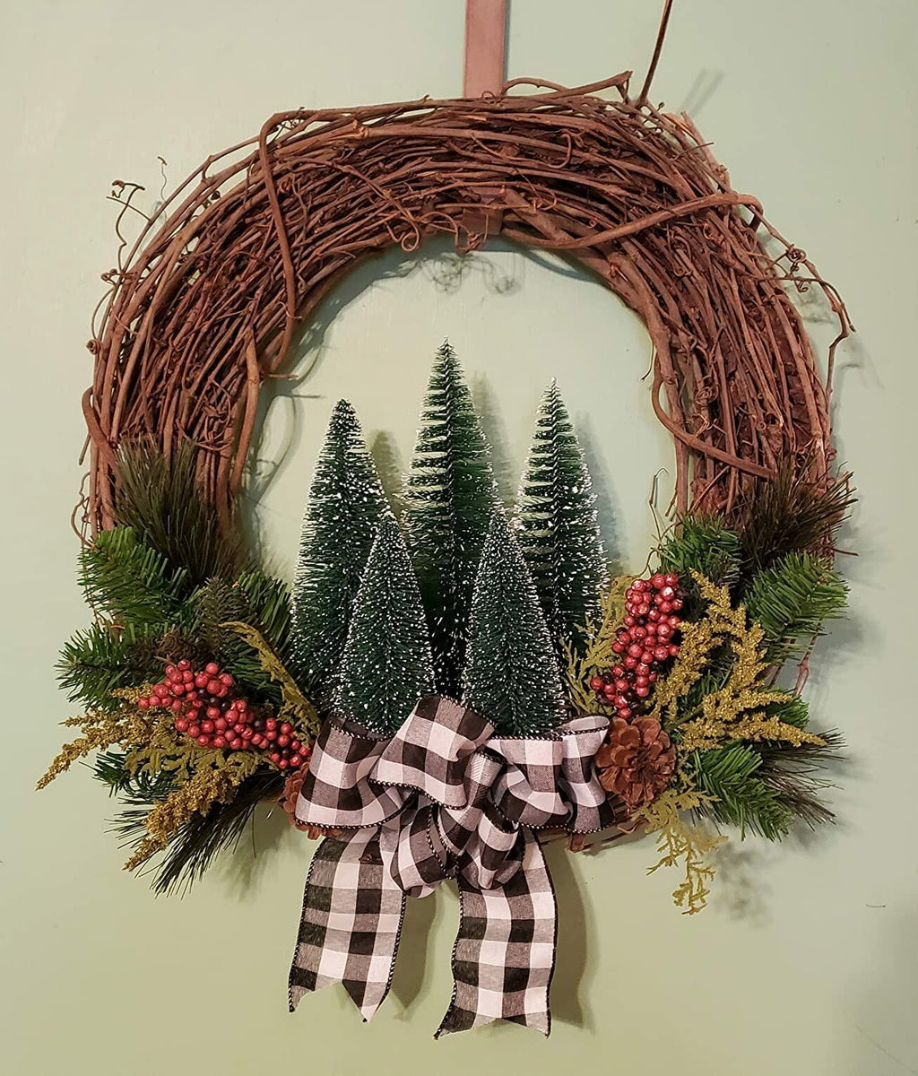 Bottle Brush Trees Mini Green Flocked Sisal Christmas Decor Tabletop