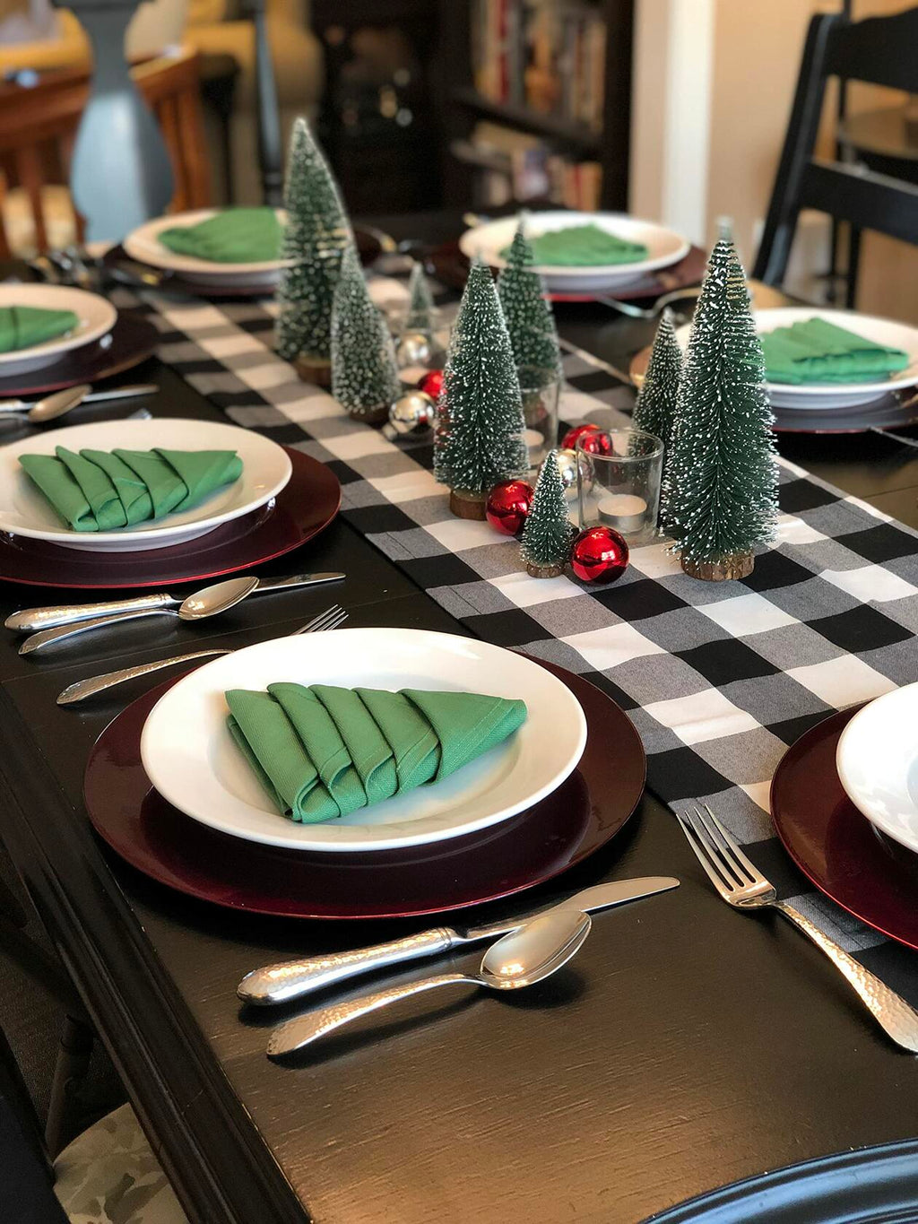 Bottle Brush Trees Mini Green Flocked Sisal Christmas Decor Tabletop