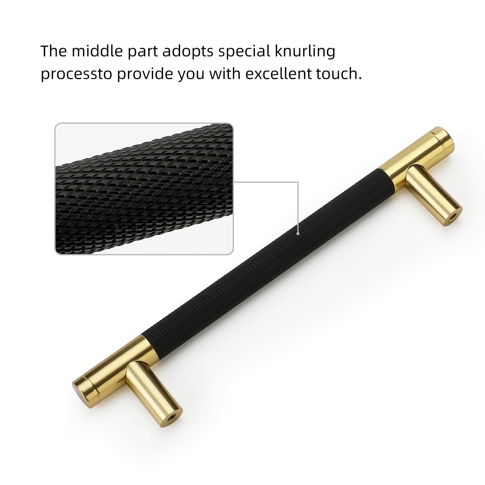 Rergy Knurled Cabinet Handles 3in Hole Center 10Pack Champagne Bronze Rose Gold