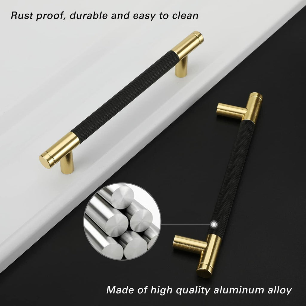 Rergy Knurled Cabinet Handles 3in Hole Center 10Pack Champagne Bronze Rose Gold
