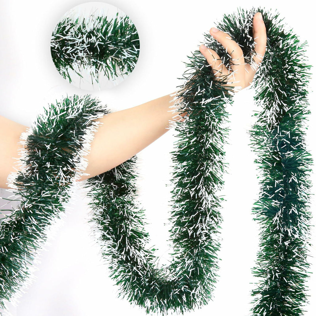 50Ft Christmas Tinsel Garland Green Metallic Twist Holiday Tree Decor