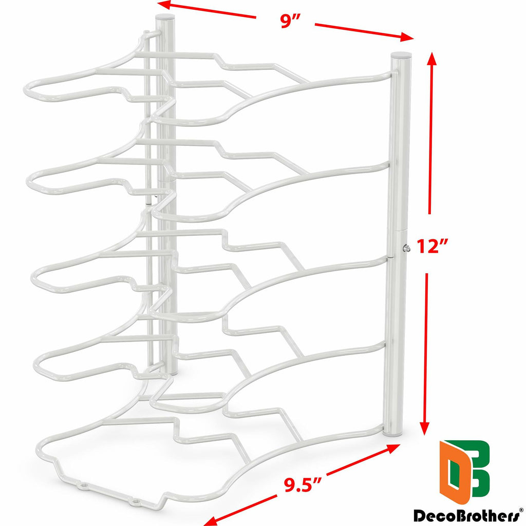 Deco Brothers Pan Organizer Rack for Kitchen Cabinet and Counter White