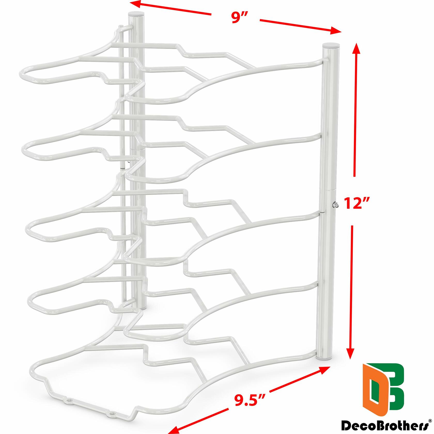 Deco Brothers Pan Organizer Rack for Kitchen Cabinet and Counter White