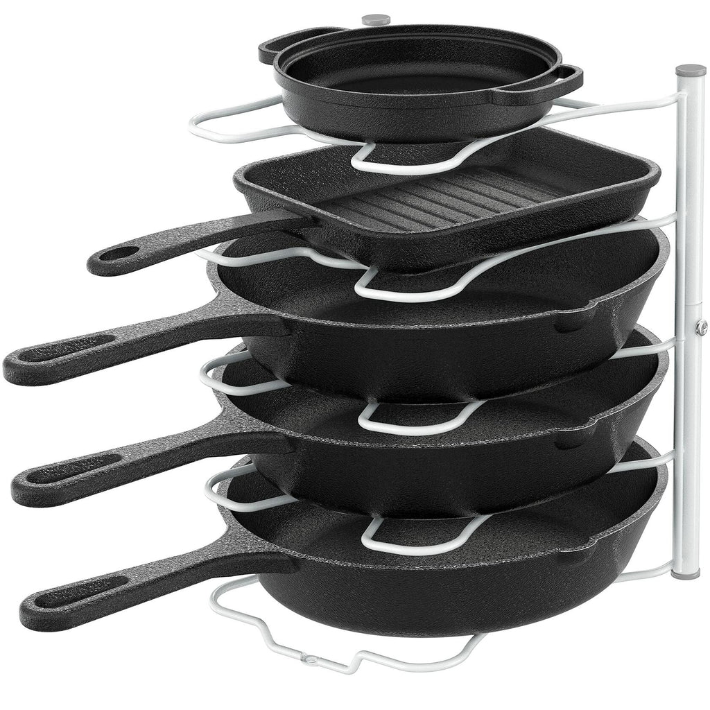 Deco Brothers Pan Organizer Rack for Kitchen Cabinet and Counter White