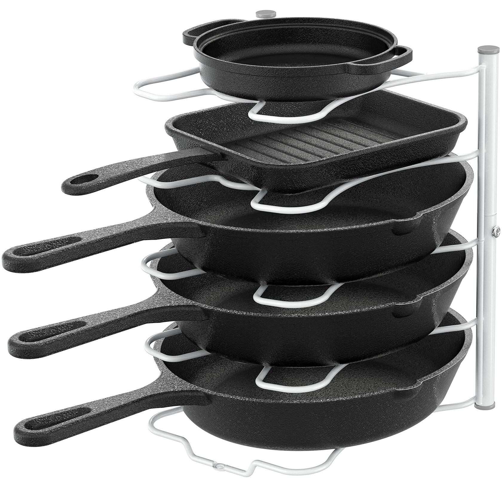 Deco Brothers Pan Organizer Rack for Kitchen Cabinet and Counter White